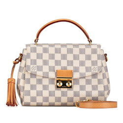 Louis Vuitton Damier Azur Croisette Tassel Handbag Shoulder Bag N41581 White PVC Leather Women's LOUIS VUITTON