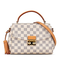 Louis Vuitton Damier Azur Croisette Tassel Handbag Shoulder Bag N41581 White PVC Leather Women's LOUIS VUITTON