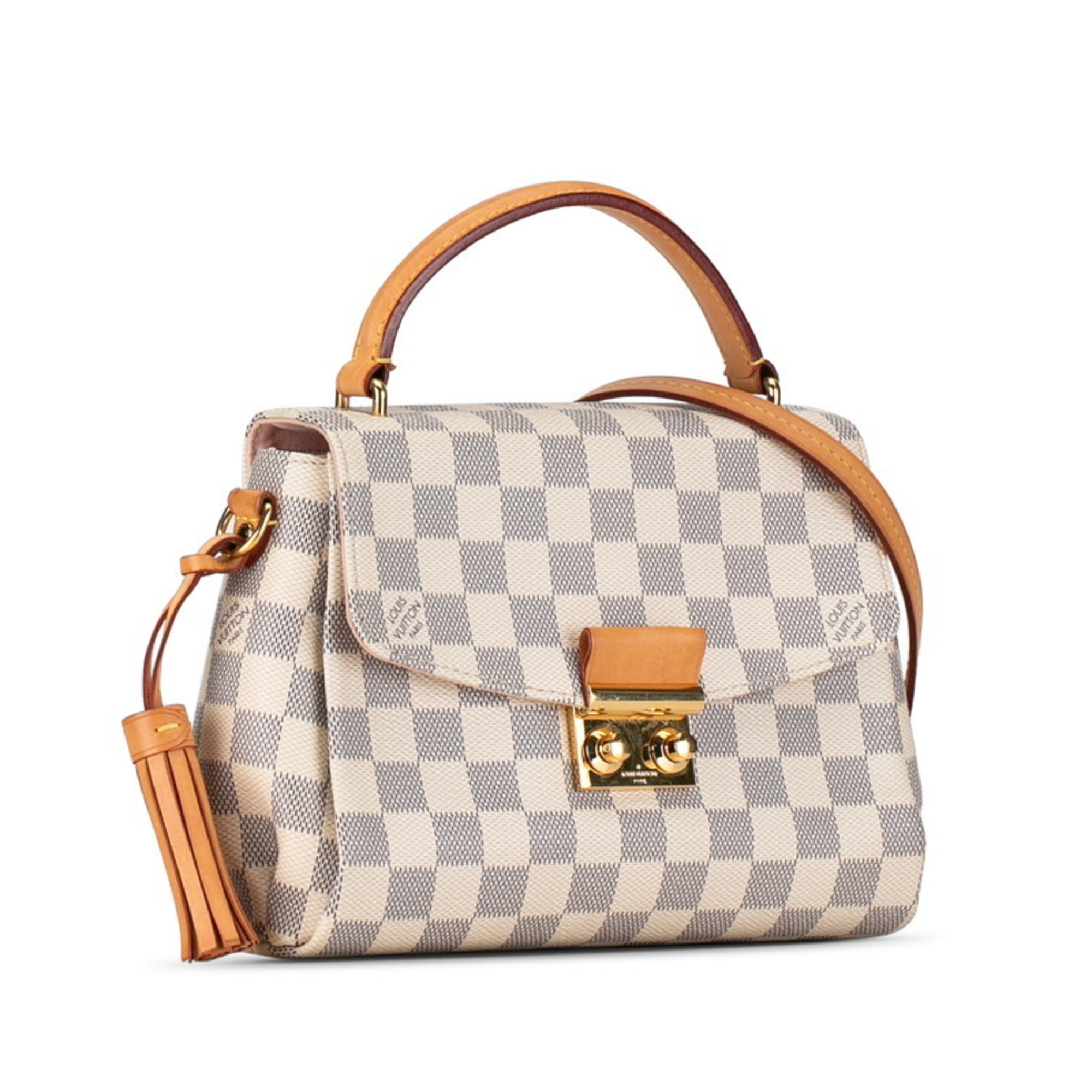 Louis Vuitton Damier Azur Croisette Tassel Handbag Shoulder Bag N41581 White PVC Leather Women's LOUIS VUITTON