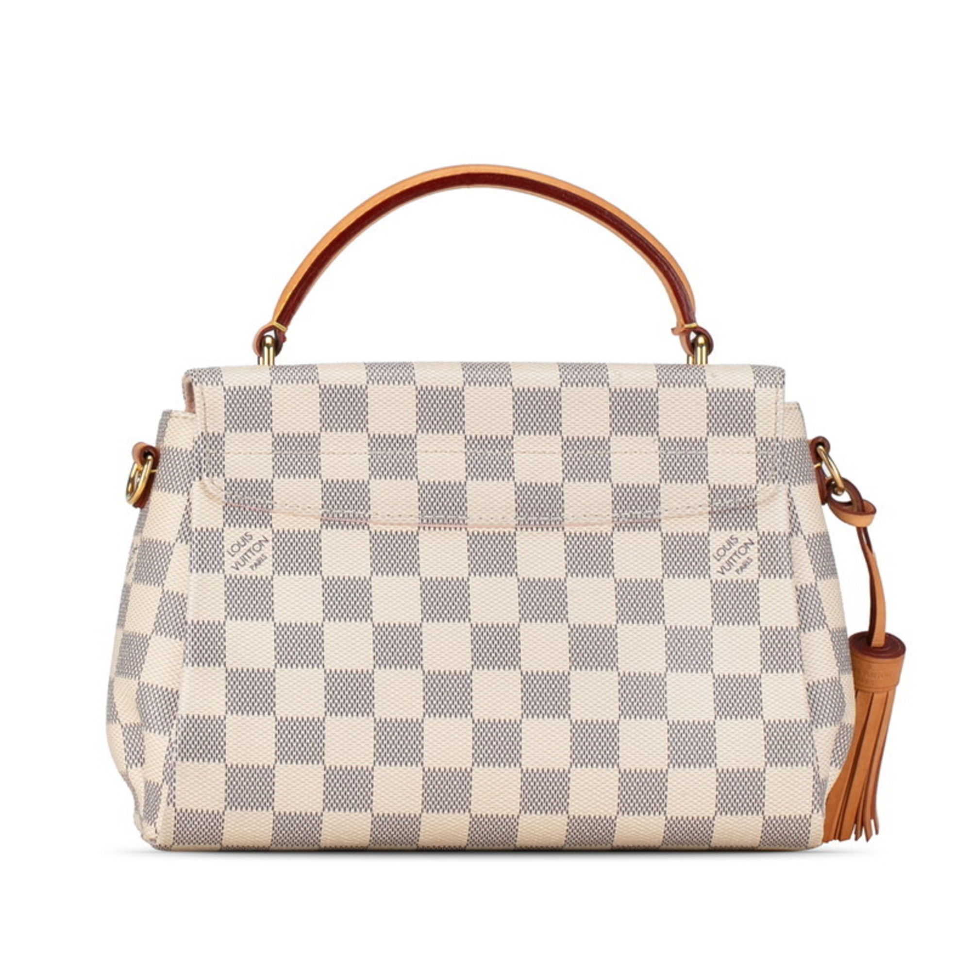 Louis Vuitton Damier Azur Croisette Tassel Handbag Shoulder Bag N41581 White PVC Leather Women's LOUIS VUITTON