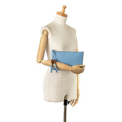 Gucci Bamboo Clutch Bag Second 449652 Light Blue Leather Women's GUCCI