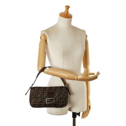 FENDI ZUCCA Mamma Bucket Handbag Brown Canvas Leather Women's