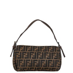 FENDI ZUCCA Mamma Bucket Handbag Brown Canvas Leather Women's