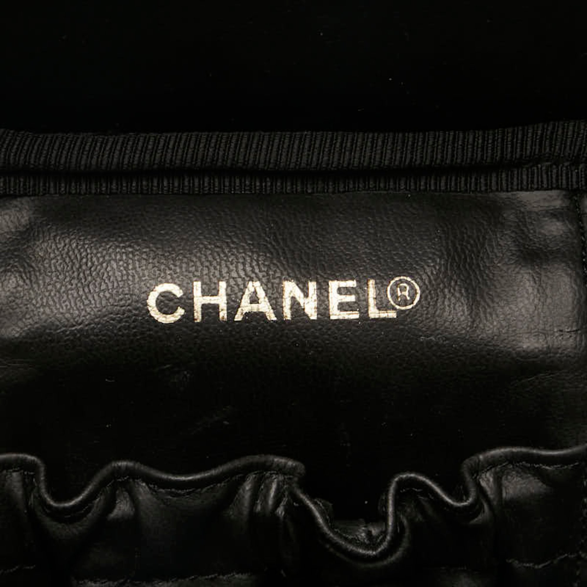 Chanel Coco Mark Handbag Vanity Bag Black Gold Caviar Skin Women's CHANEL