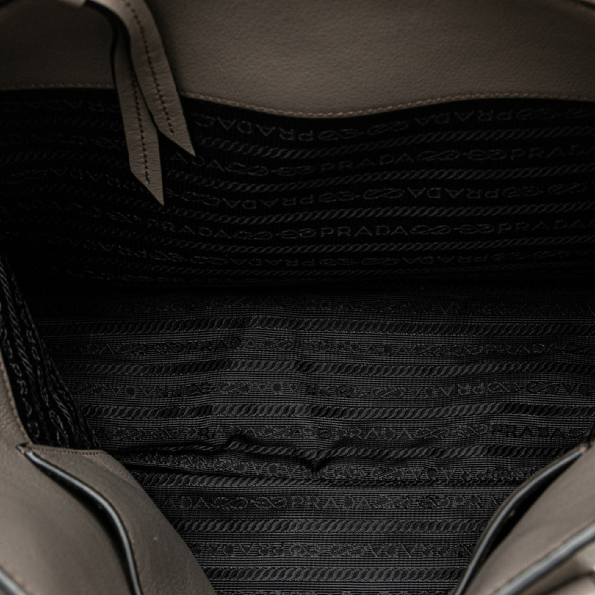Prada Jacquard Triangle Plate Handbag Shoulder Bag 1BA579 Greige Leather Women's PRADA