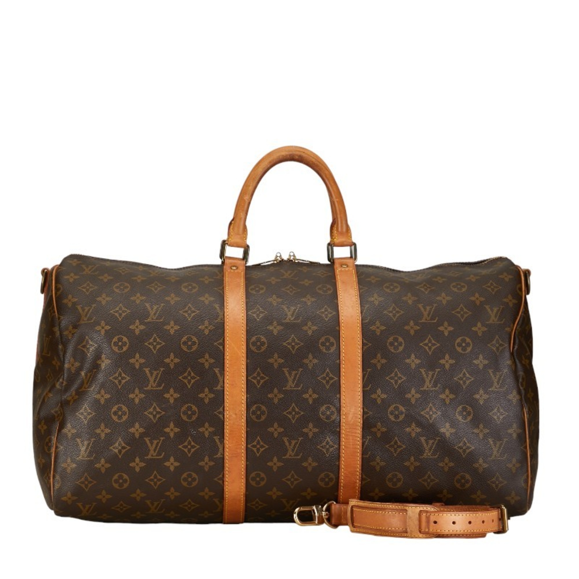 Louis Vuitton Monogram Keepall Bandouliere 55 Boston Bag Shoulder M41414 Brown PVC Leather Women's LOUIS VUITTON