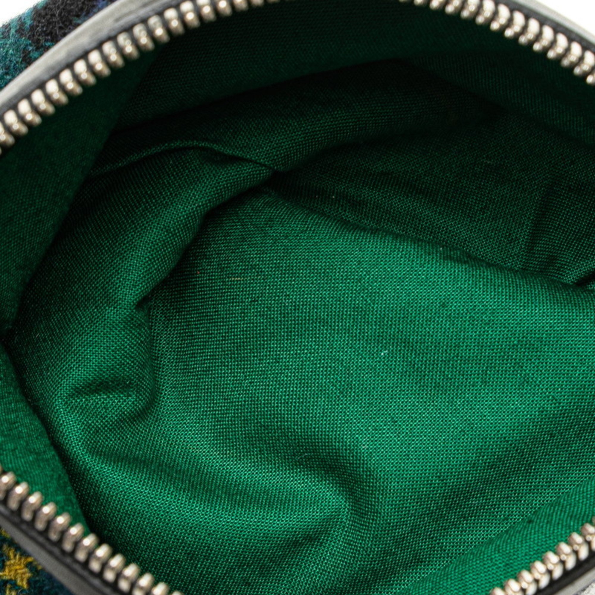 Balenciaga Check Navy Cabas S Tote Bag 339933 Green Black Multicolor Wool Leather Women's BALENCIAGA