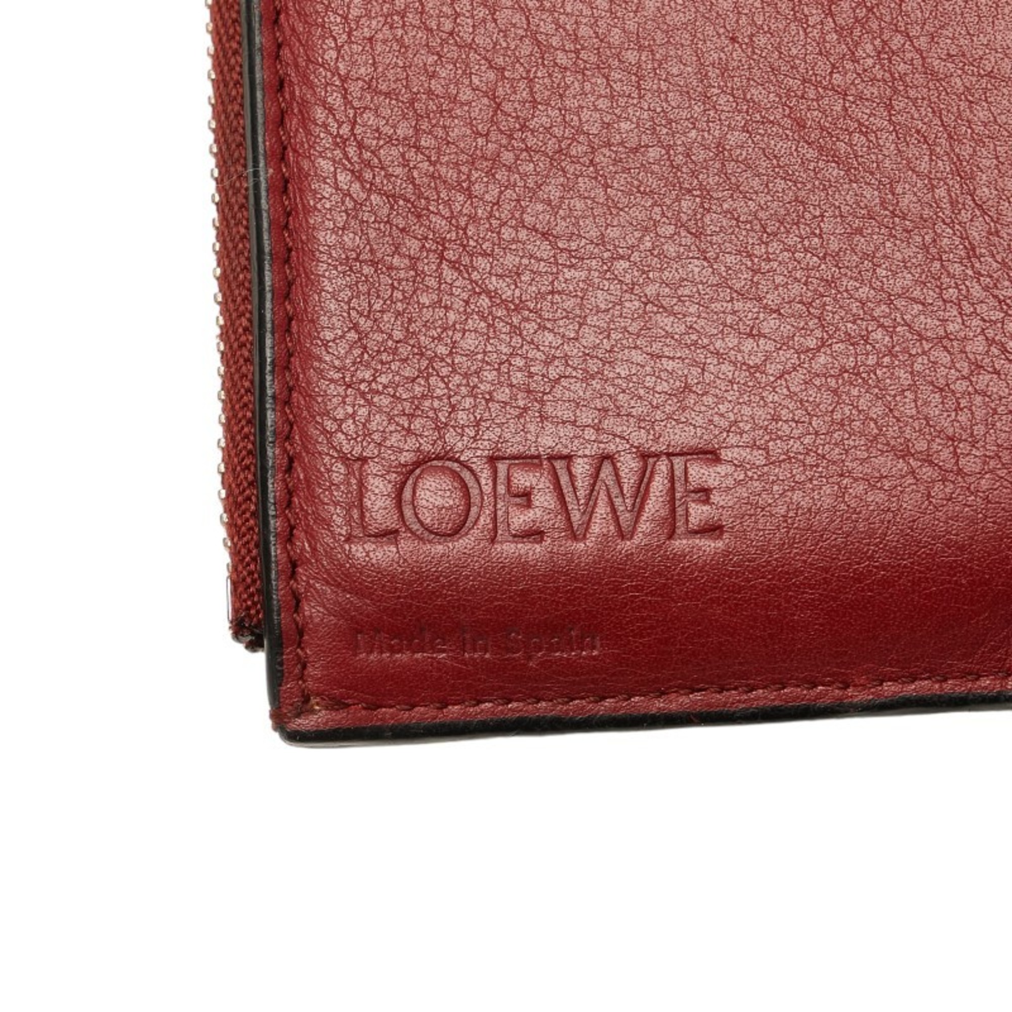 LOEWE Anagram Bi-fold Wallet Compact Black Leather Women's