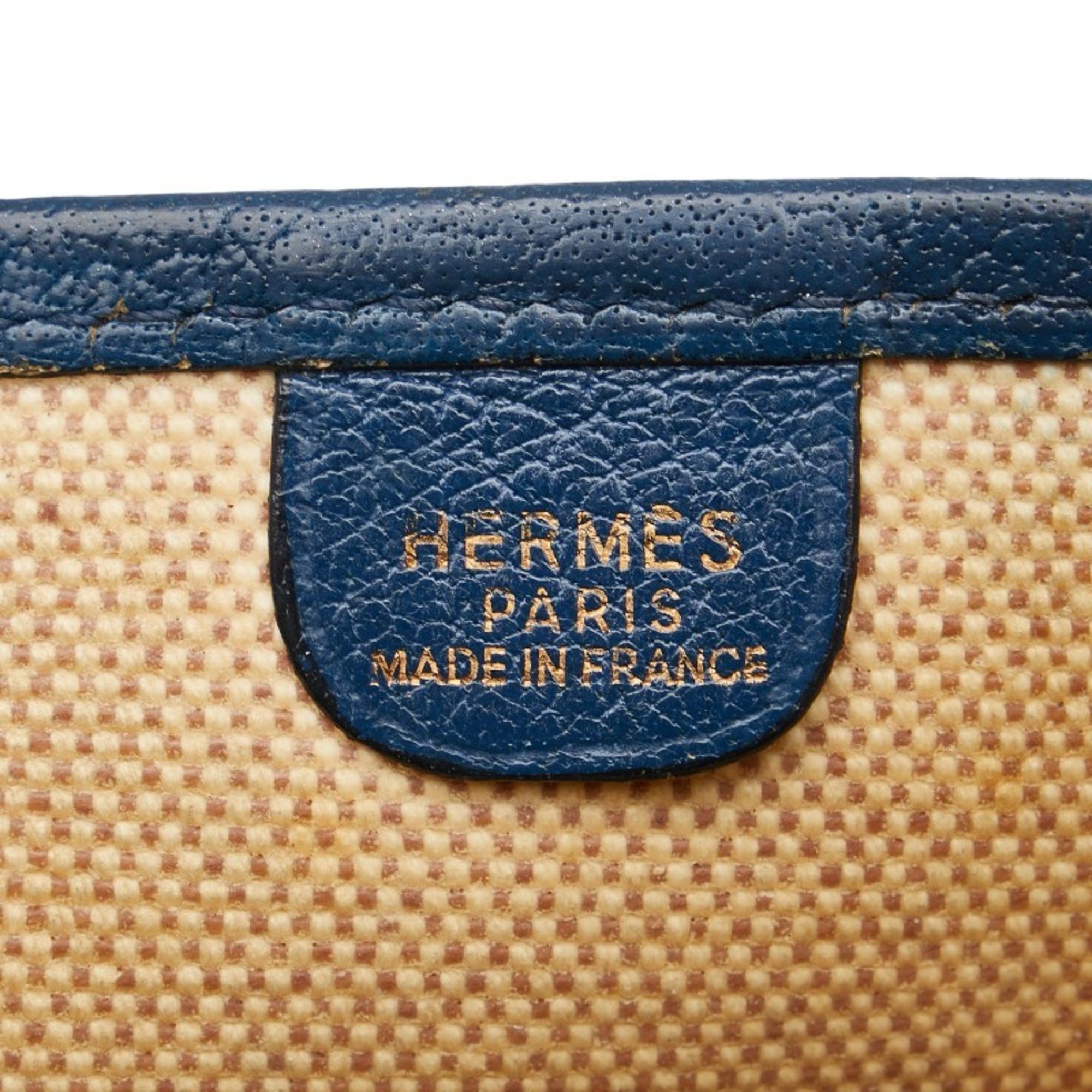 Hermes Evelyn GM Anne Shoulder Bag Natural Navy Toile H Box Calf Women's HERMES