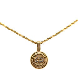 Christian Dior Dior CD Rhinestone Necklace Gold Plated Women's