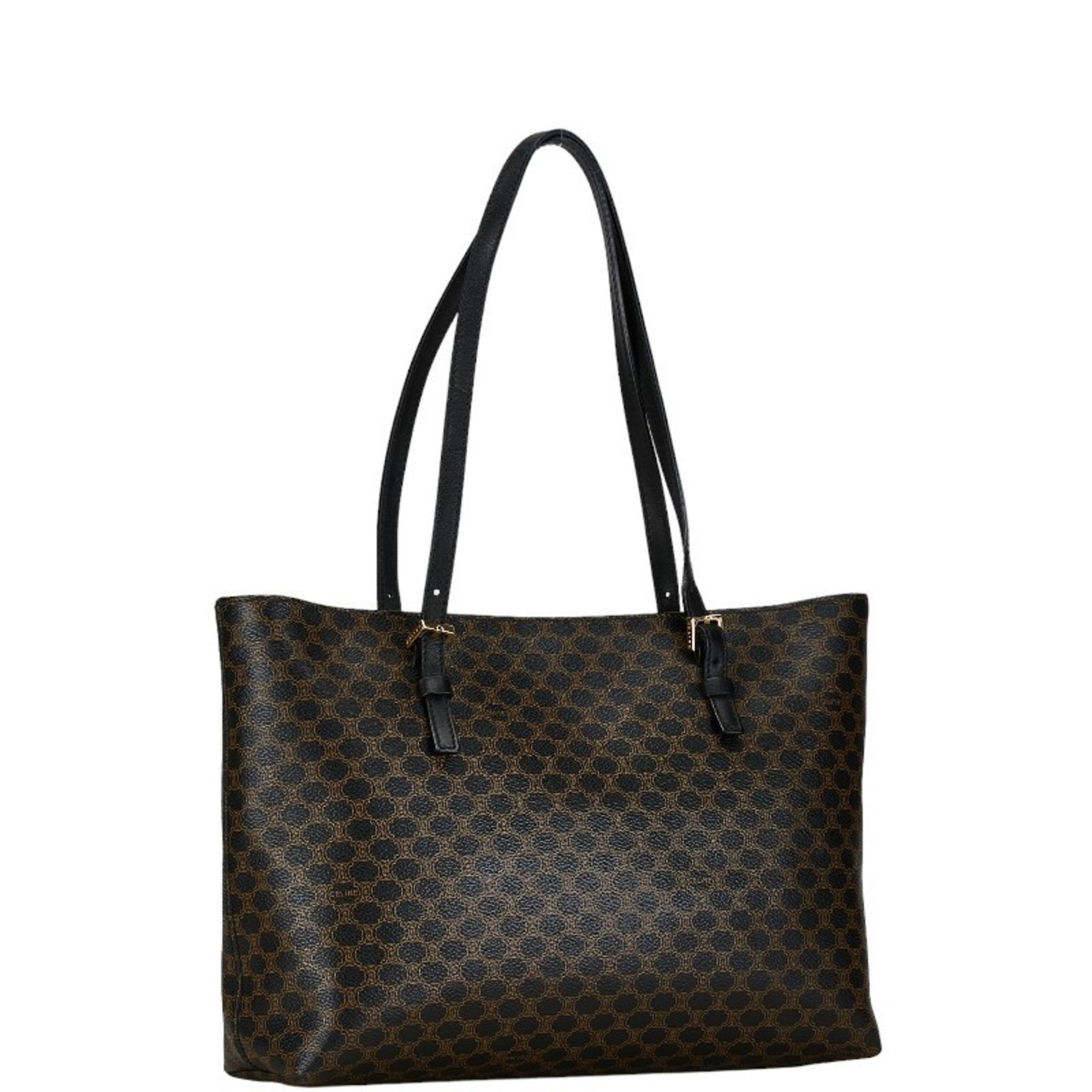 Celine Macadam Handbag Tote Bag Black Brown PVC Leather Women's CELINE