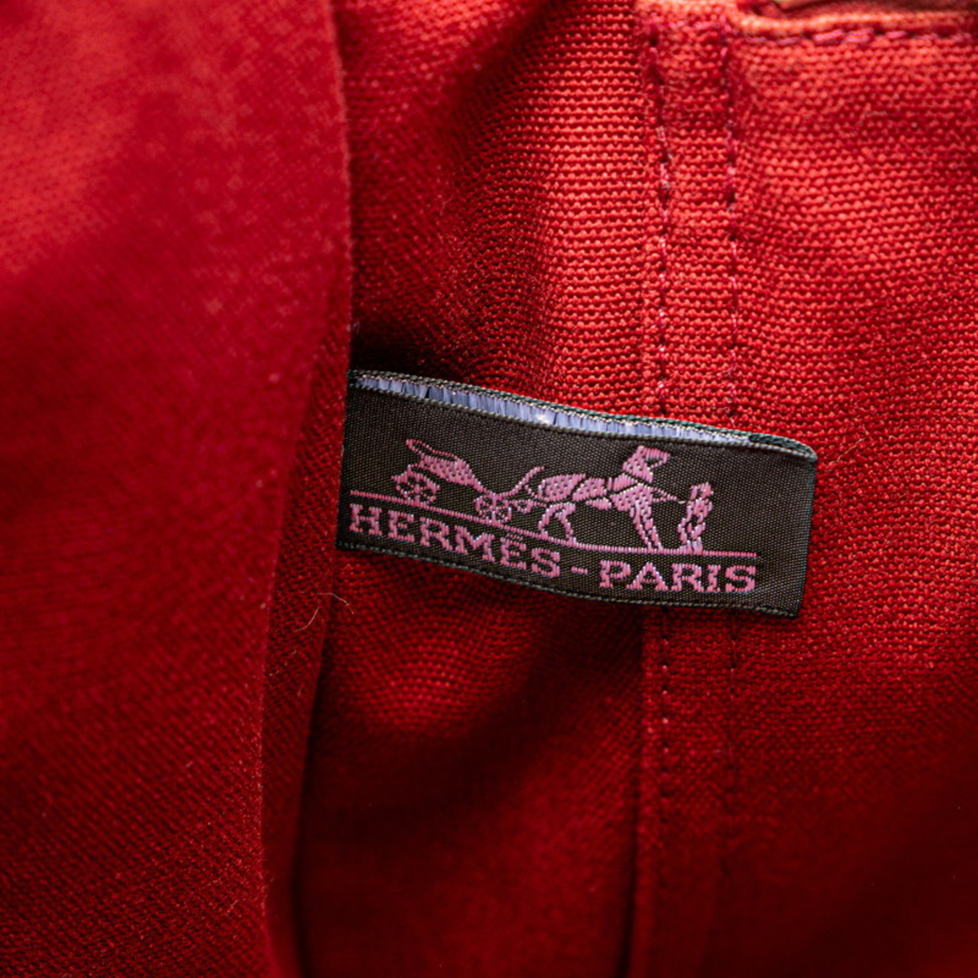 Hermes Foule Tote MM Handbag Red Canvas Women's HERMES