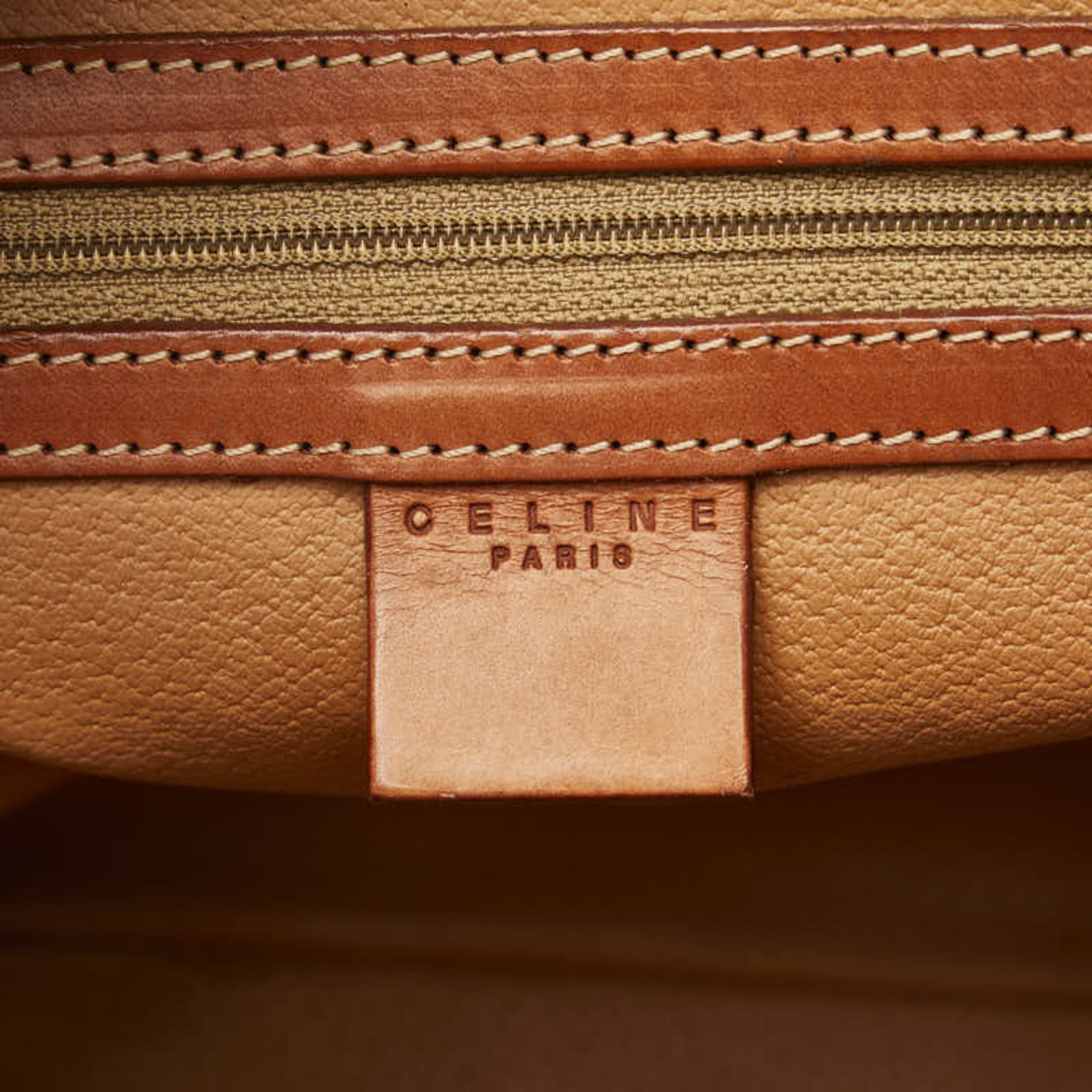 Celine Macadam Handbag Brown PVC Leather Women's CELINE