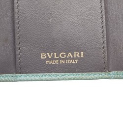 BVLGARI Key Case Green Leather Women's