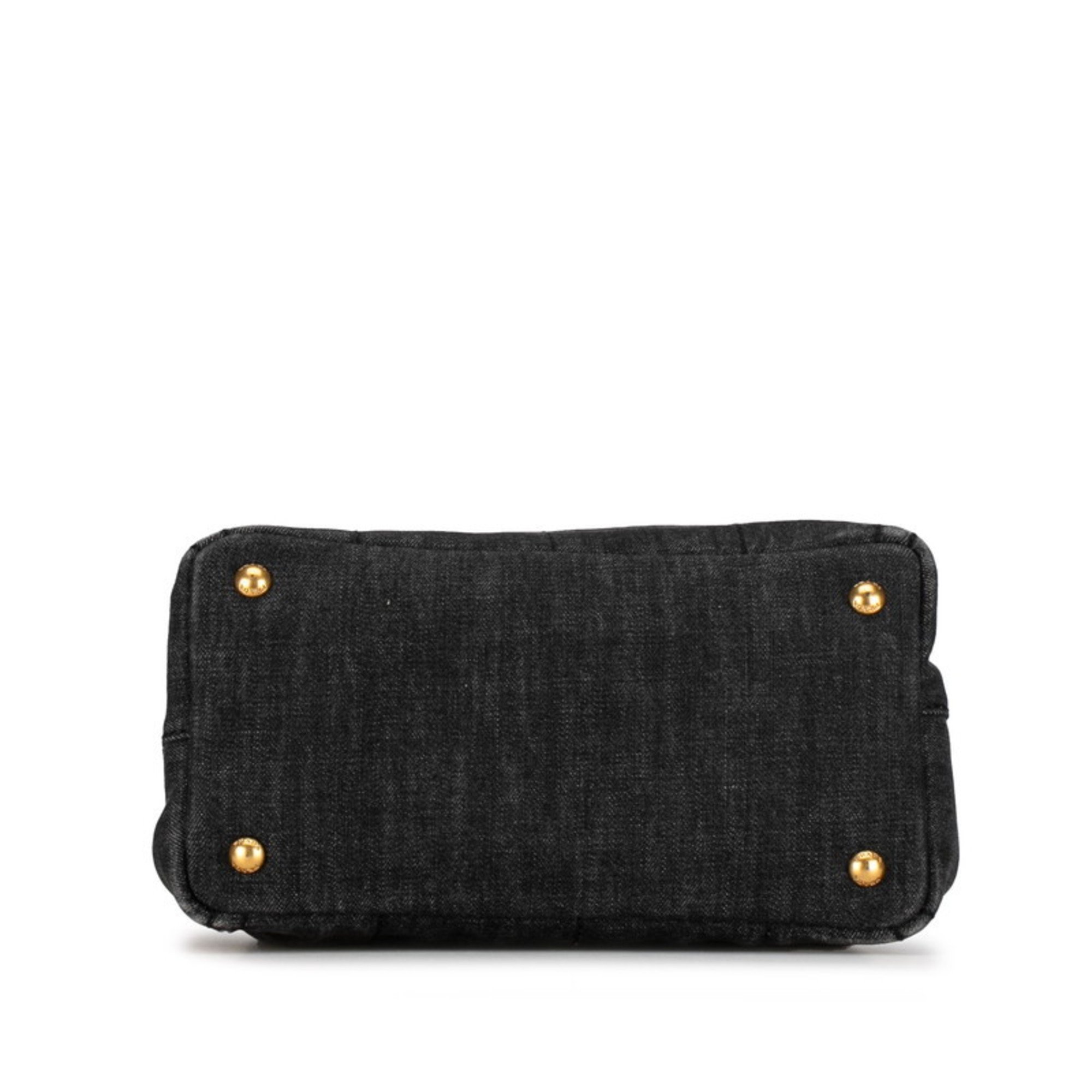 Prada Canapa Handbag Shoulder Bag 1BG439 Black Denim Women's PRADA