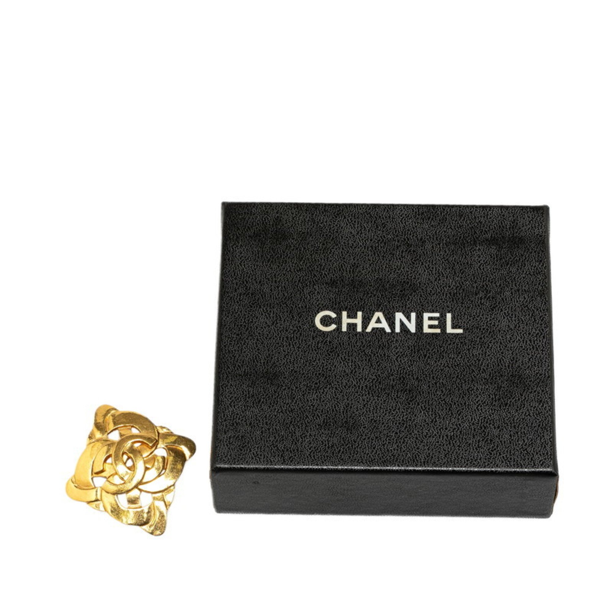 Chanel Coco Mark Brooch Gold Plated Women's CHANEL
