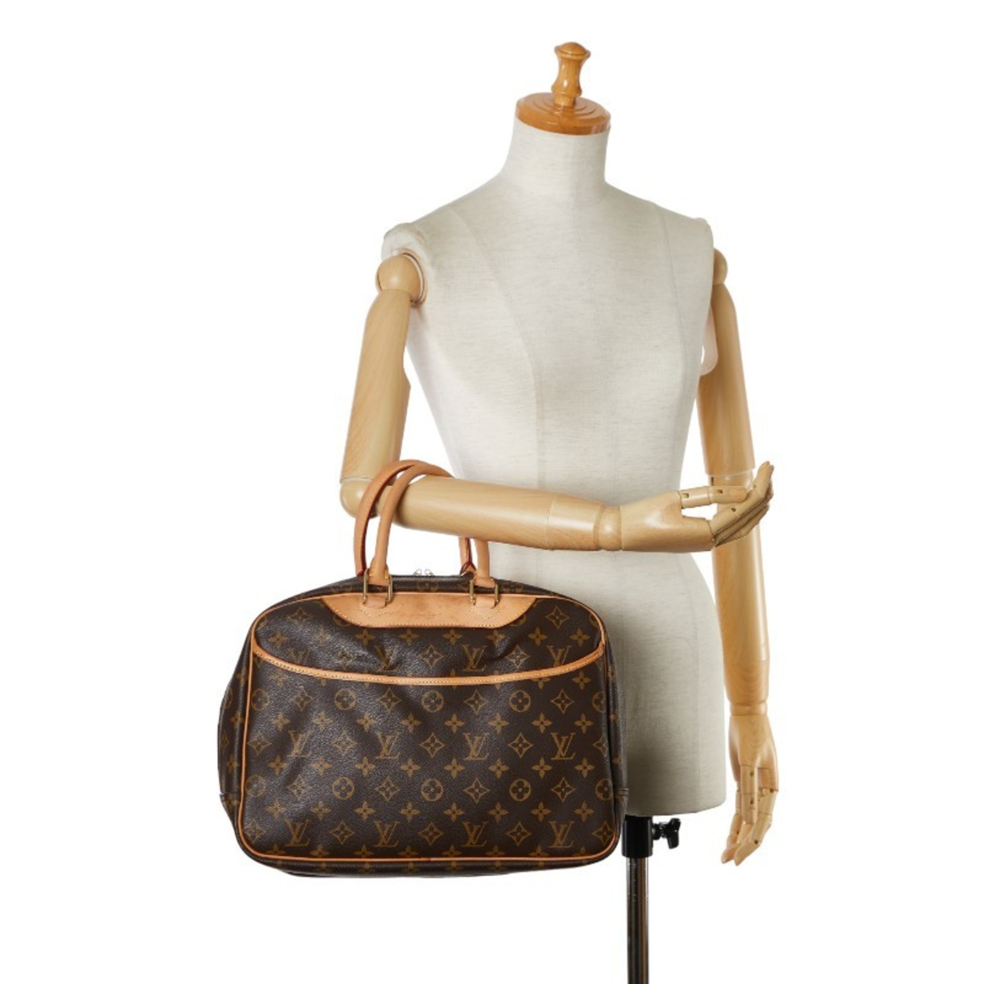 Louis Vuitton Monogram Deauville Handbag M47270 Brown PVC Leather Women's LOUIS VUITTON