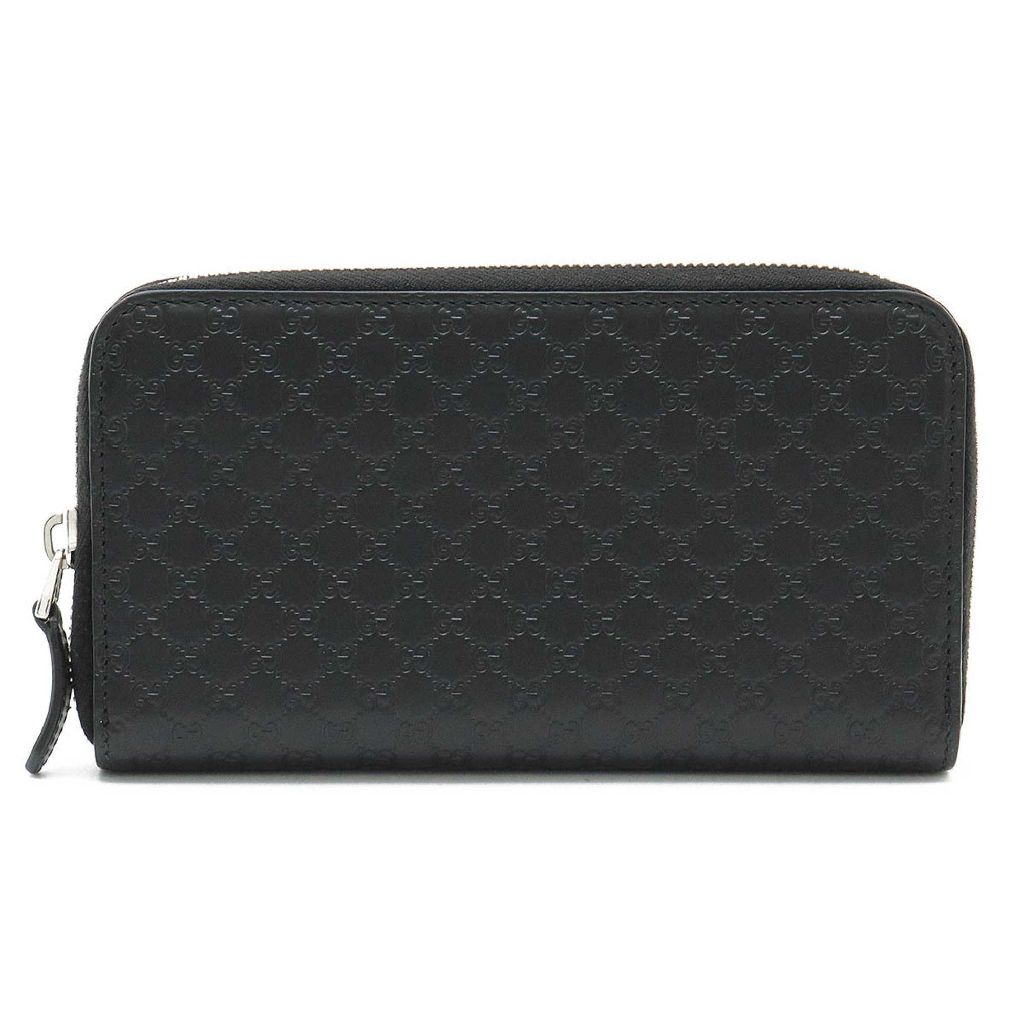 GUCCI Micro Guccissima Round Long Wallet Leather Black 544473