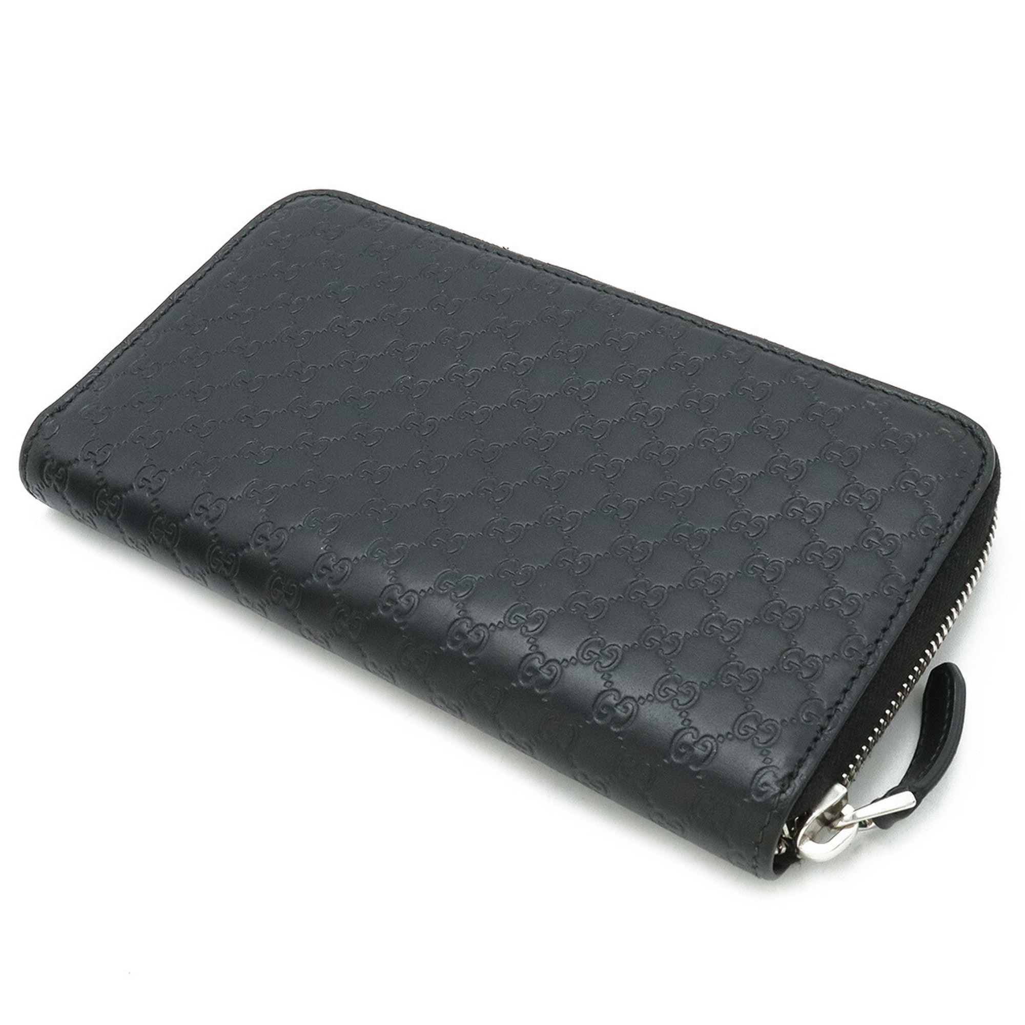 GUCCI Micro Guccissima Round Long Wallet Leather Black 544473