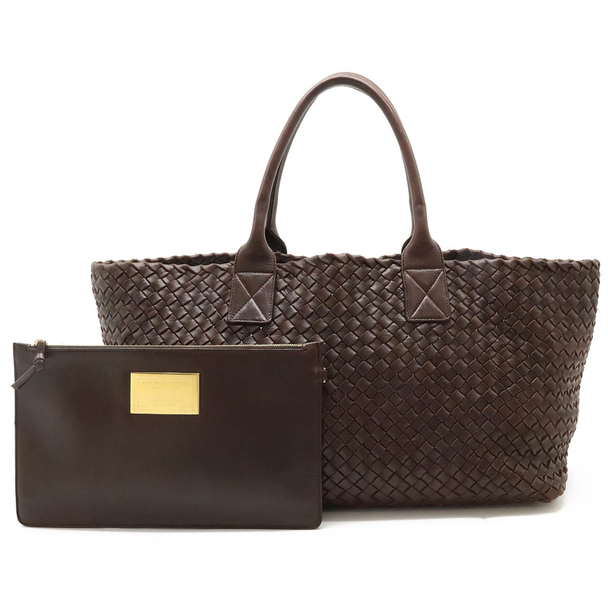 BOTTEGA VENETA Bottega Veneta Intrecciato Cabas MM Tote Bag Large Leather Dark Brown 115664