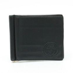 GUCCI Interlocking G Bi-fold Wallet with Money Clip Bill Leather Black 322119