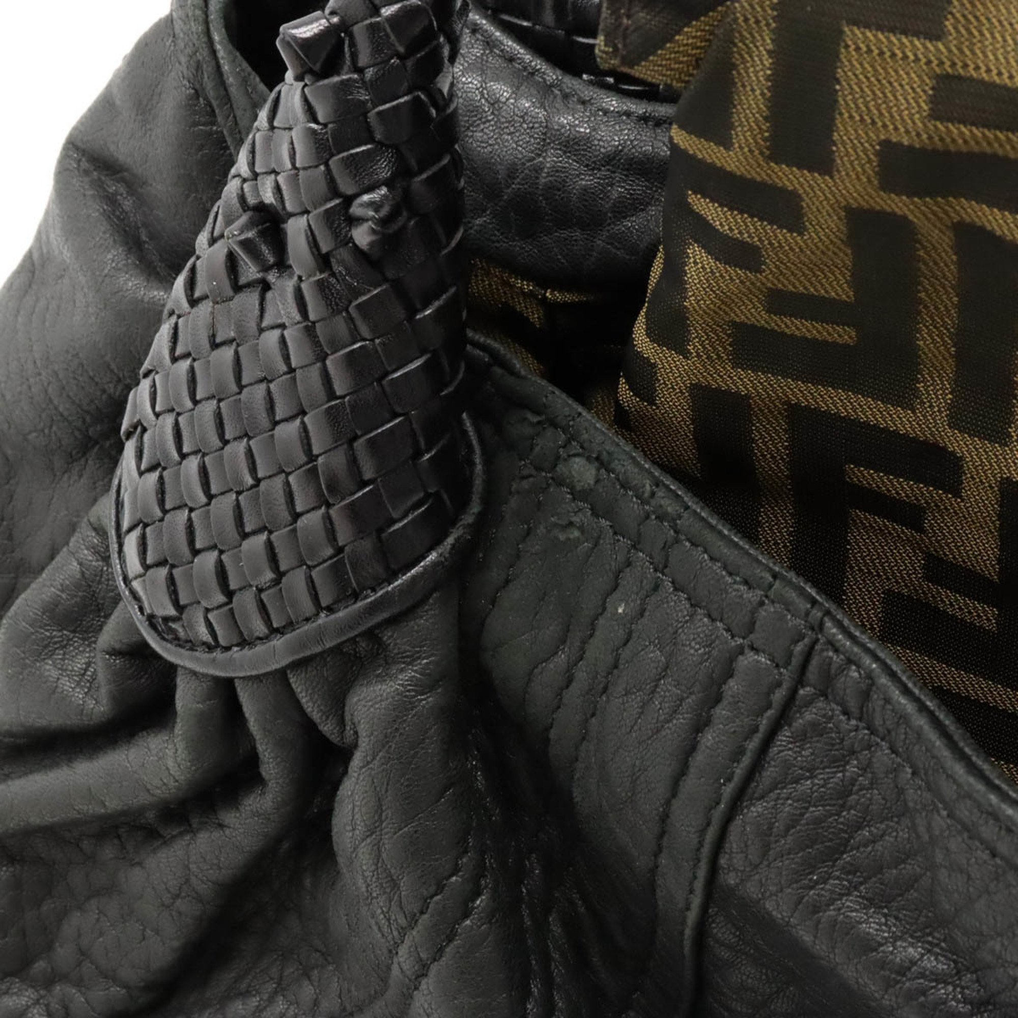 FENDI Spy Bag Handbag Tote Leather Black 8BR511