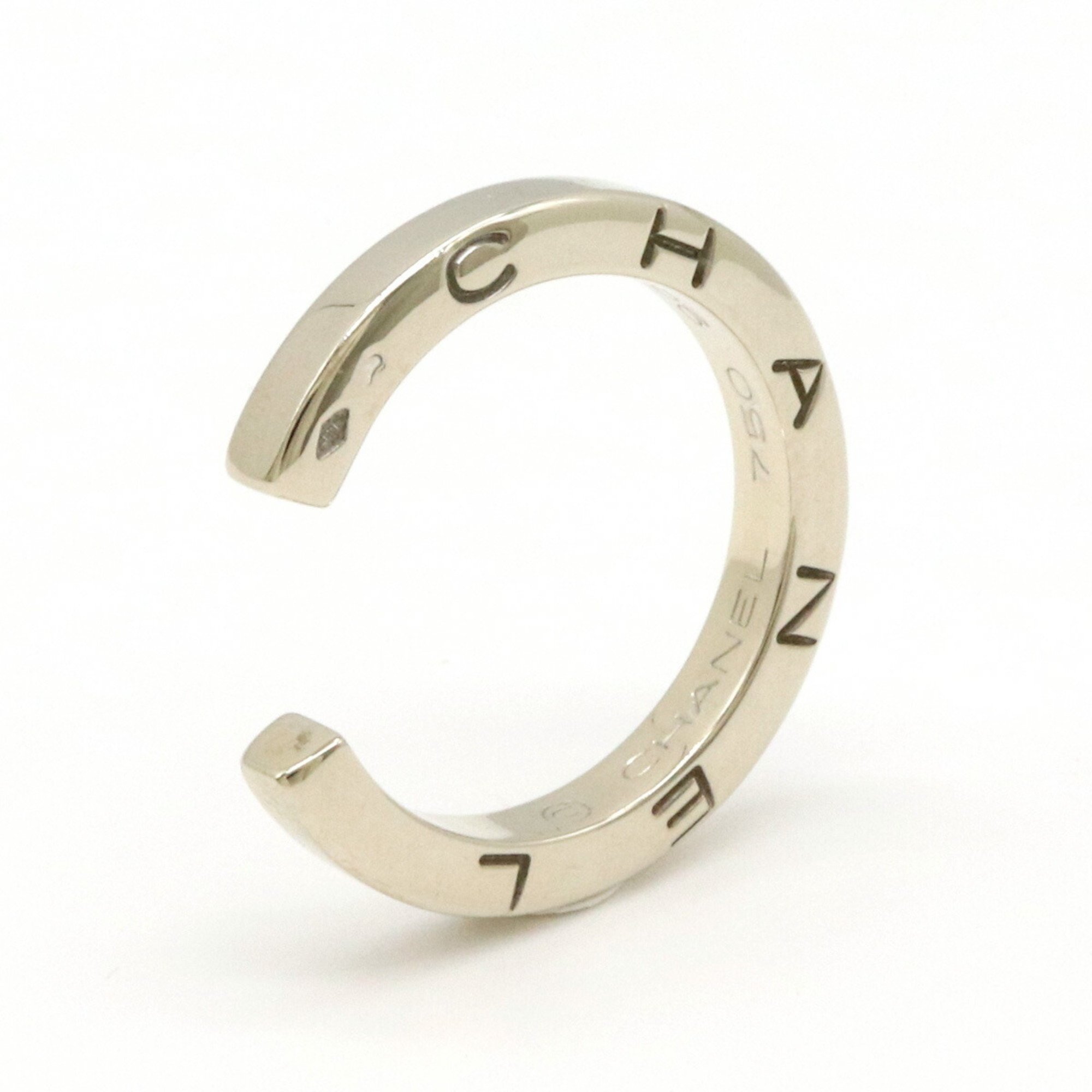 CHANEL C Signature Ring, K18WG, 750WG, White Gold, Size 11