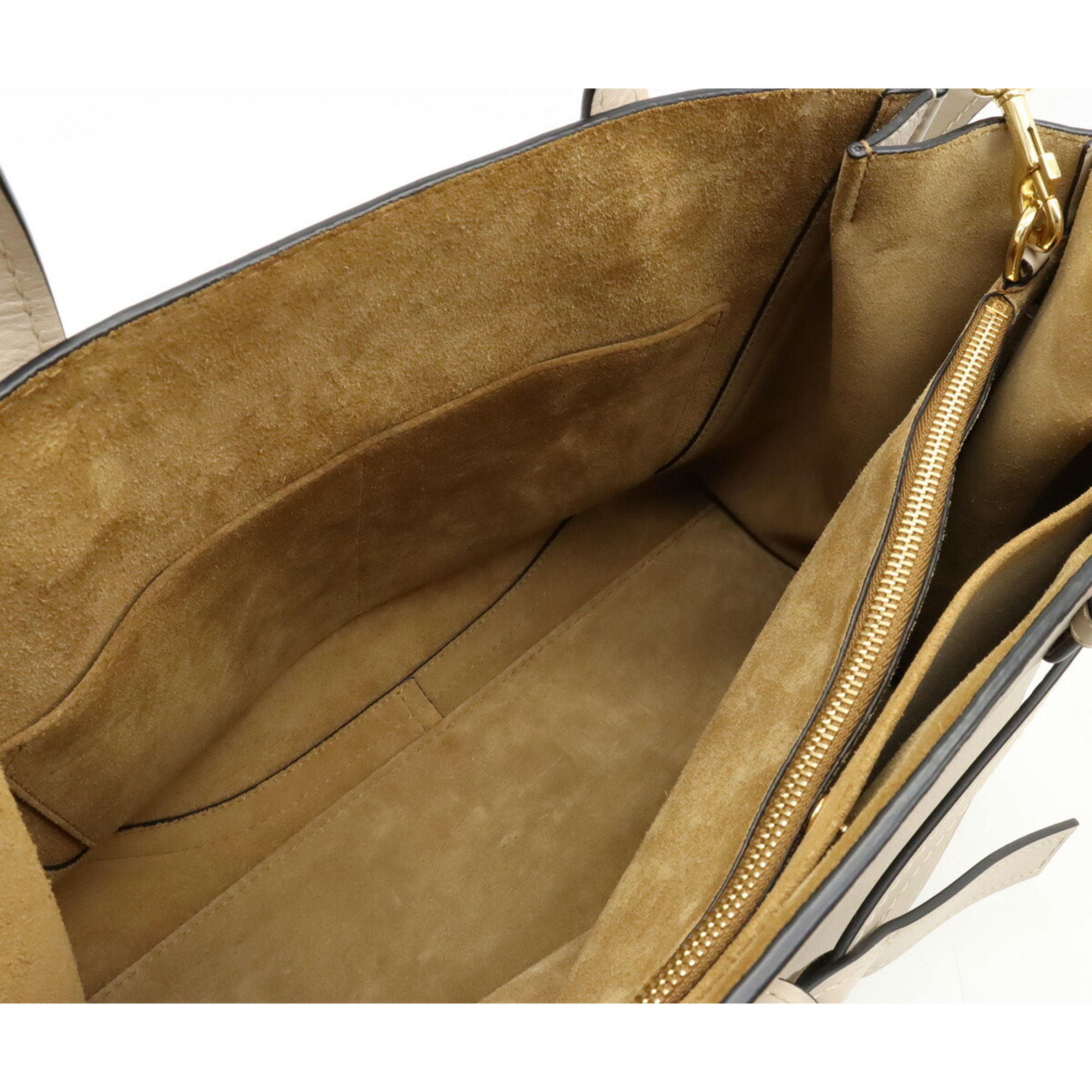 LOEWE Anagram Gate Bag Handbag Tote Leather Light Beige 321.12.U60