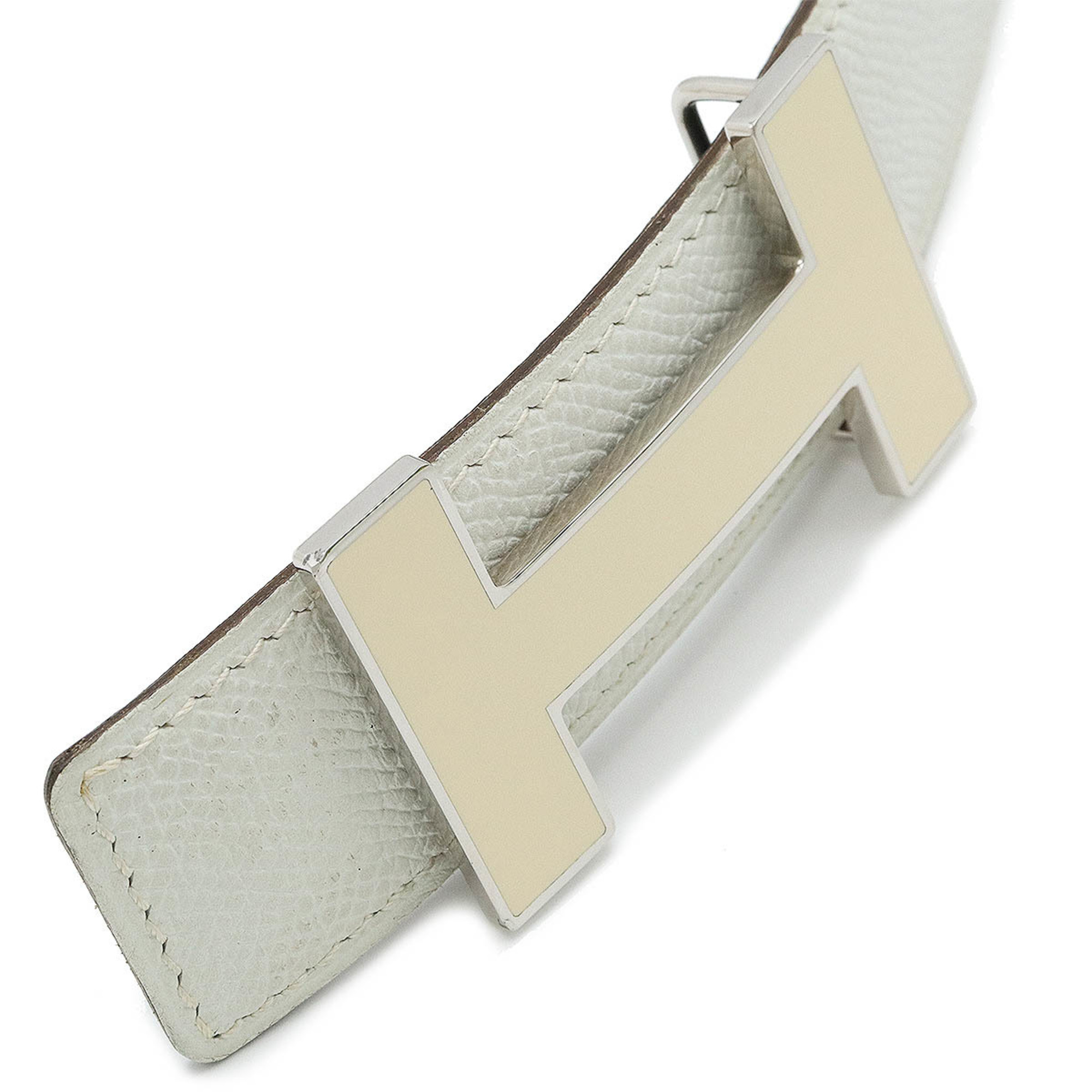 HERMES Constance H Belt, reversible leather, black and white, #90, L engraved