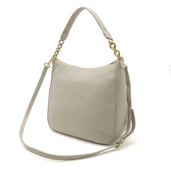 FURLA Cometa M Hobo Bag Shoulder Handbag Leather Pale Gray