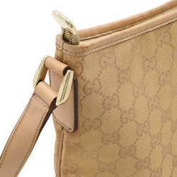 GUCCI GG canvas shoulder bag nylon leather metallic gold pink 131326