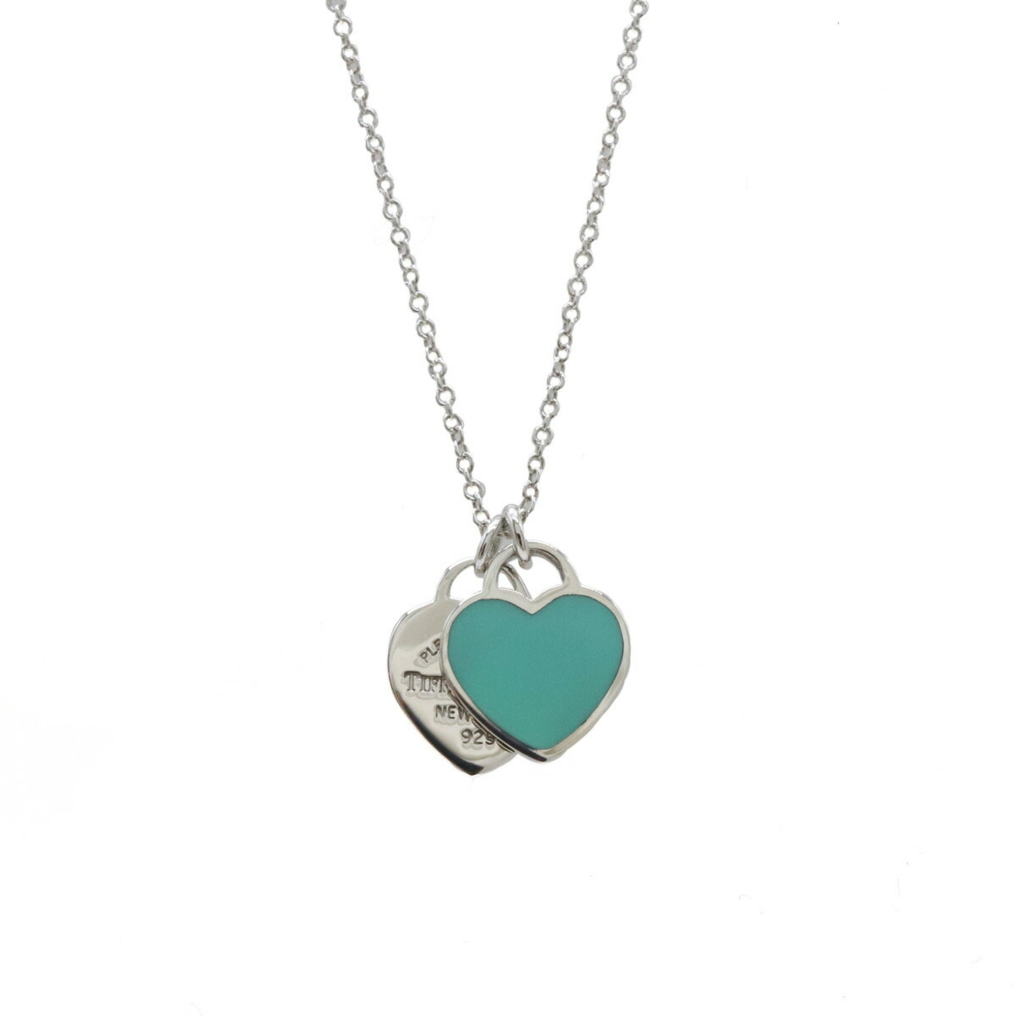TIFFANY&Co. Tiffany Return to Double Heart Tag Pendant Necklace Blue SV925 Ag925 Silver