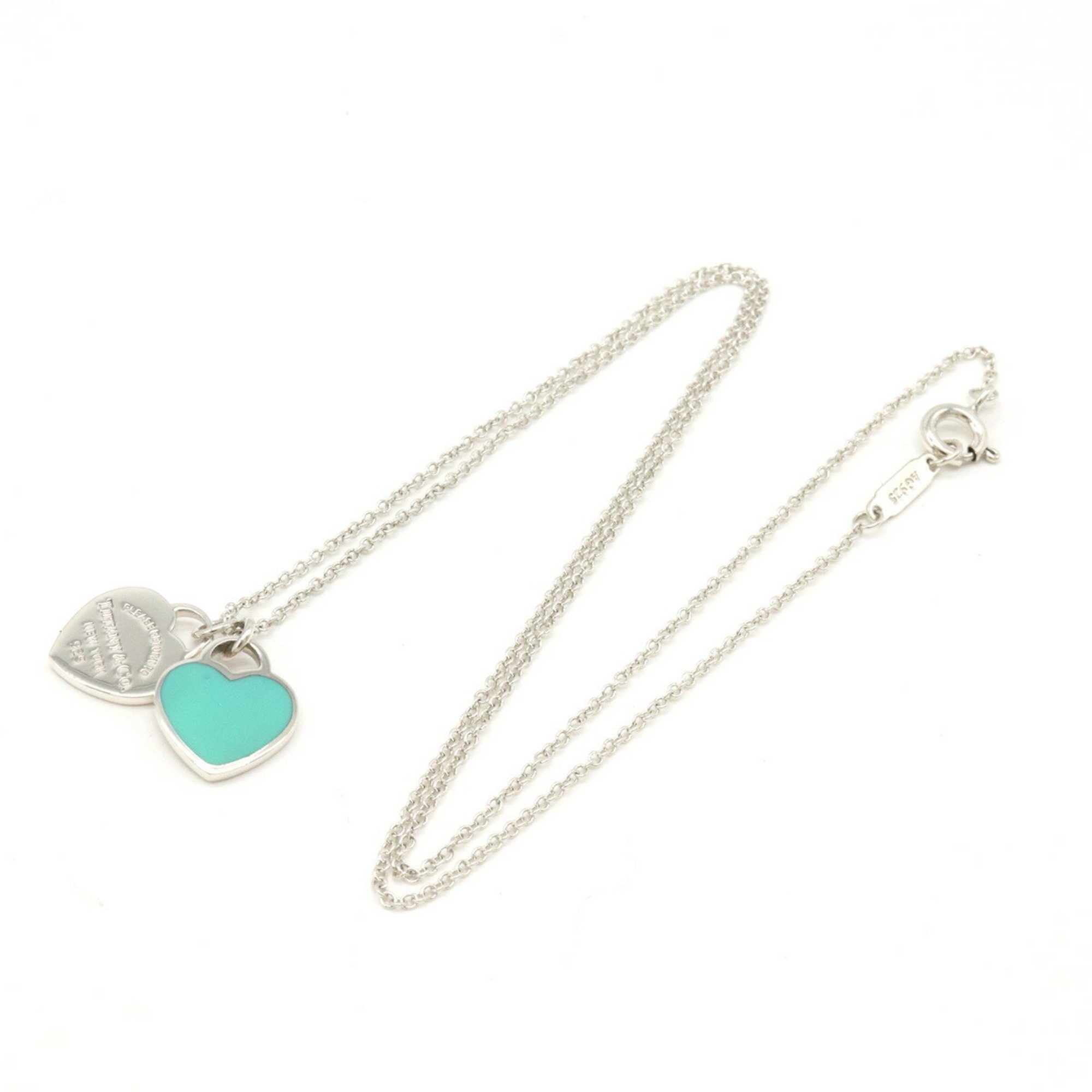 TIFFANY&Co. Tiffany Return to Double Heart Tag Pendant Necklace Blue SV925 Ag925 Silver