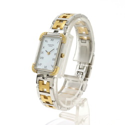 HERMES Cloajour White Dial SS GP Combi Ladies Quartz Watch CR1.240