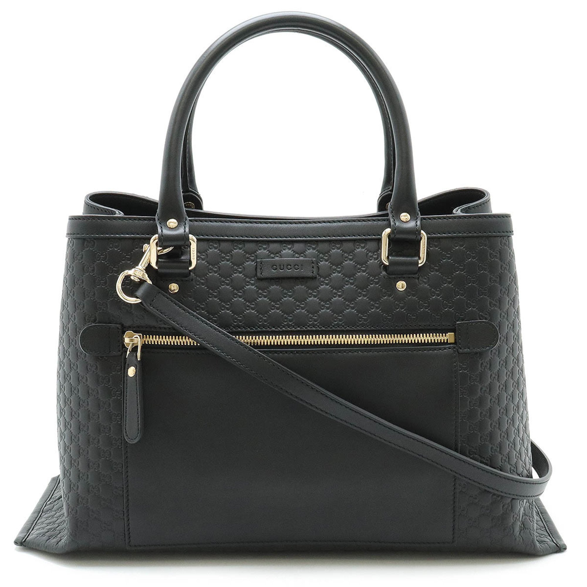 GUCCI Micro Guccissima Tote Bag Handbag Shoulder Leather Black 510291