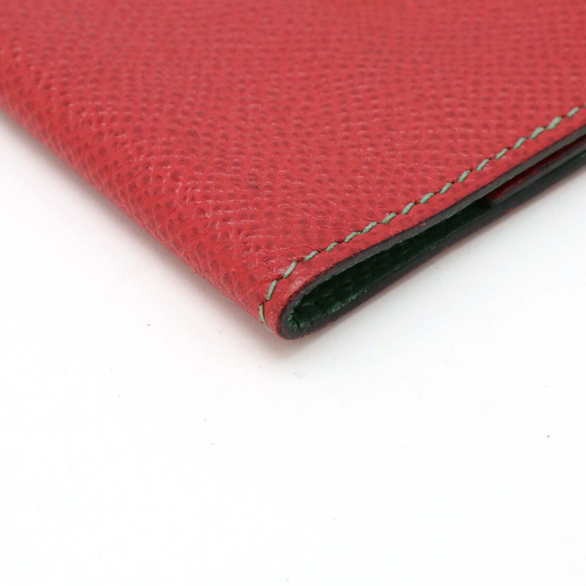 HERMES Hermes Arajif Post-it Case Memo Cover Serie Button Cushvel Leather Red Green A Stamp