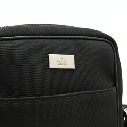 GUCCI Shoulder Bag Pochette Nylon Canvas Leather Black 122754