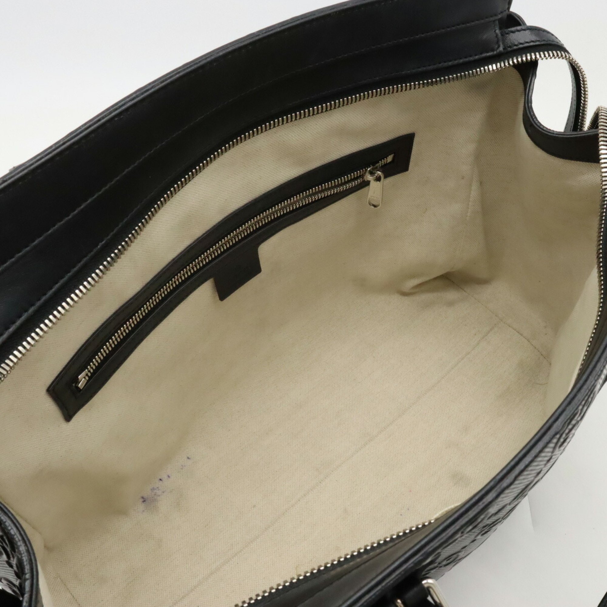 GUCCI GG embossed tote bag shoulder leather black 625774