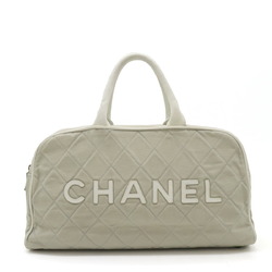 CHANEL Chanel Sport Line Matelasse Handbag Boston Bag Canvas Leather Light Gray White A15457