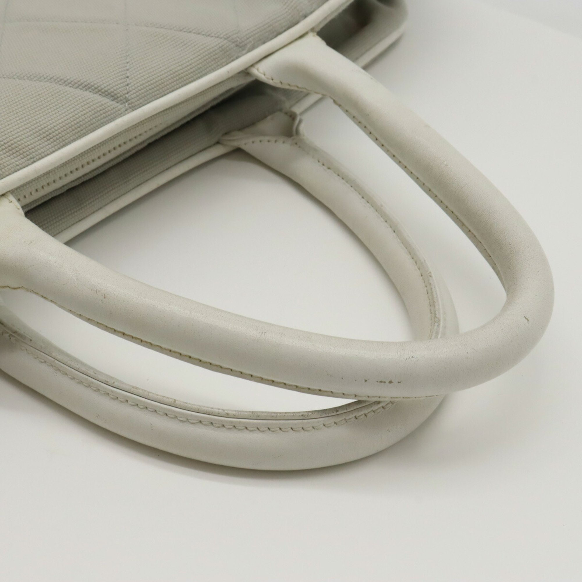 CHANEL Chanel Sport Line Matelasse Handbag Boston Bag Canvas Leather Light Gray White A15457