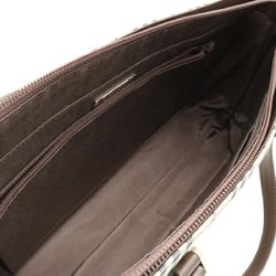 BURBERRY Nova Check Pattern Tote Bag Handbag Canvas Leather Beige Bordeaux Dark Brown