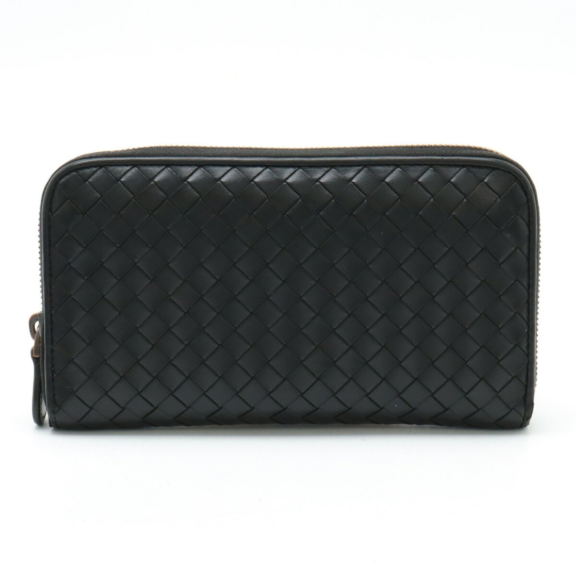 BOTTEGA VENETA Bottega Veneta Intrecciato Round Long Wallet Leather Black 114076