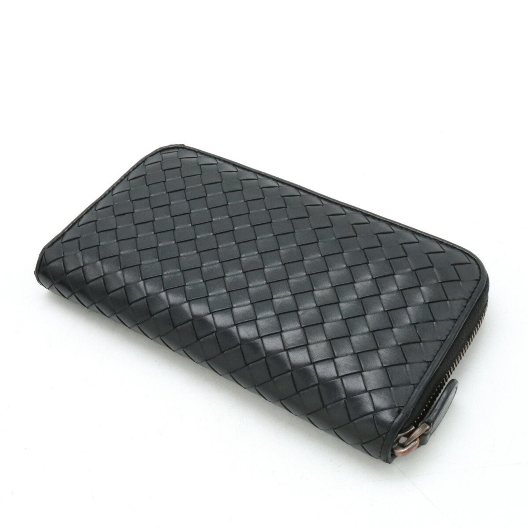 BOTTEGA VENETA Bottega Veneta Intrecciato Round Long Wallet Leather Black 114076