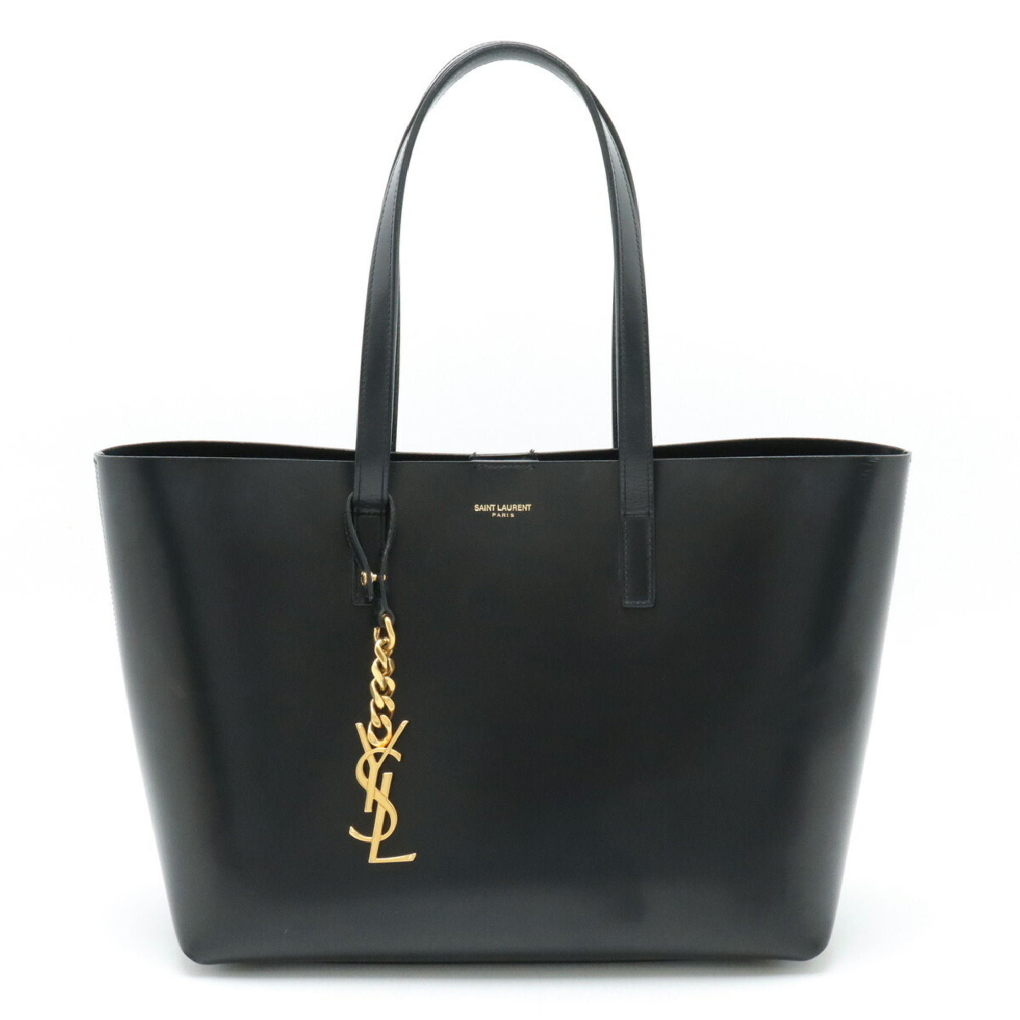 SAINT LAURENT PARIS YSL Yves Saint Laurent Tote Bag Shoulder Leather Black Pouch Not Included 383357