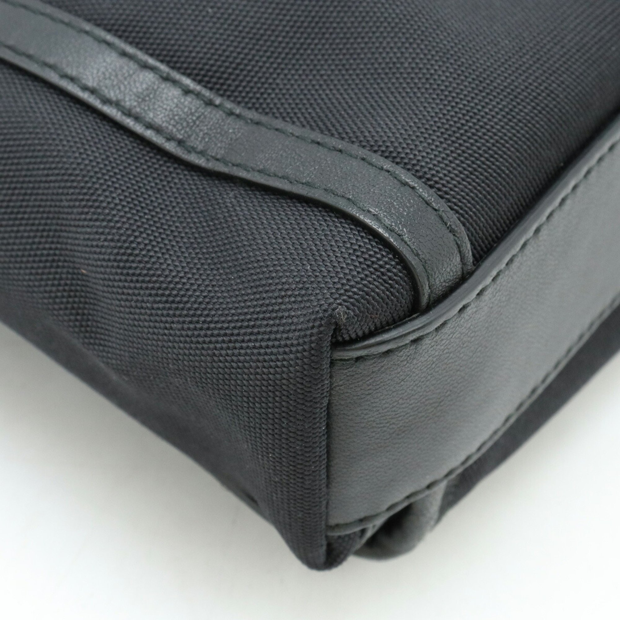 BOTTEGA VENETA Bottega Veneta Intrecciato Shoulder Bag Pochette Nylon Canvas Leather Black