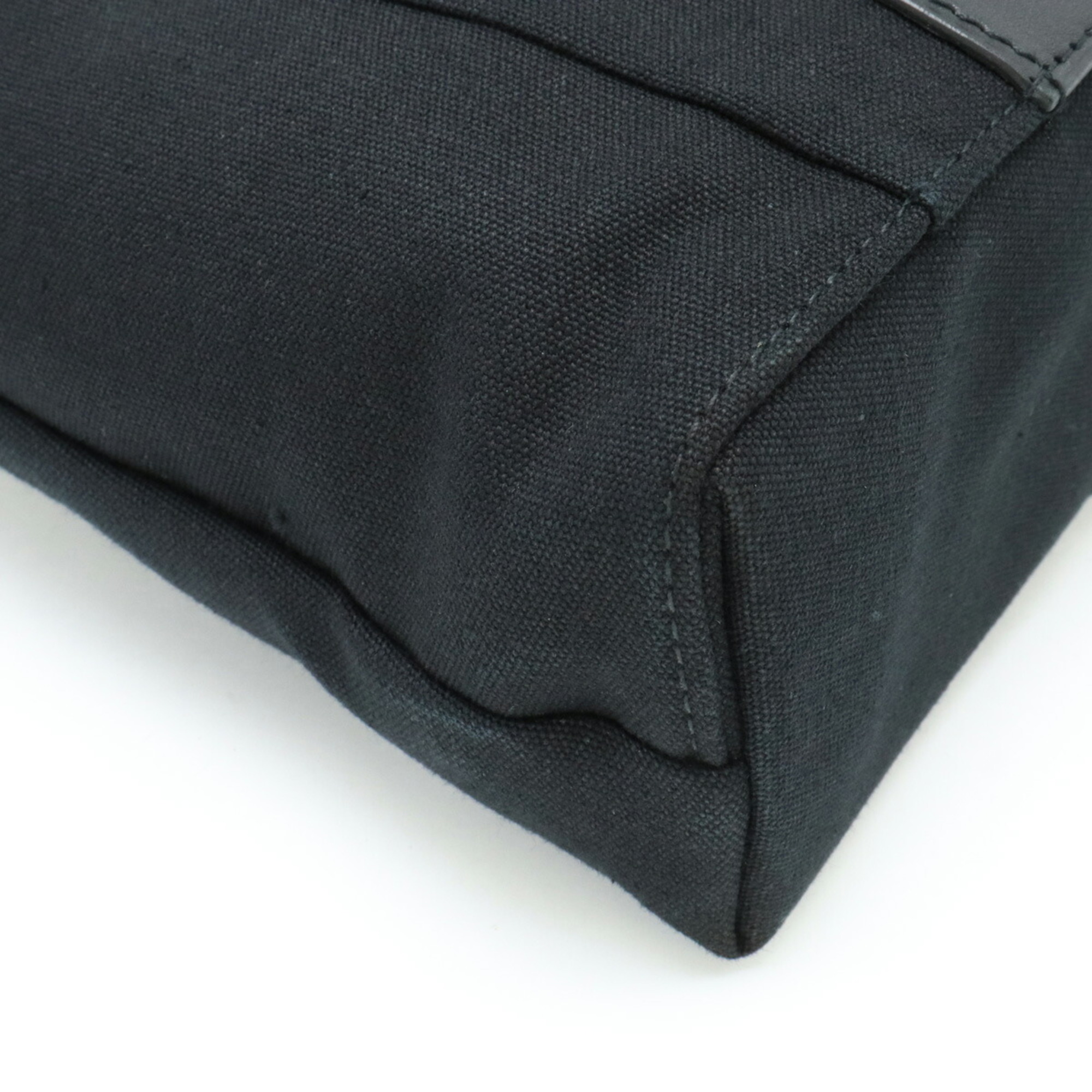HERMES Troca Horizontal MM Tote Bag Shoulder Canvas Leather Black Brown Beige