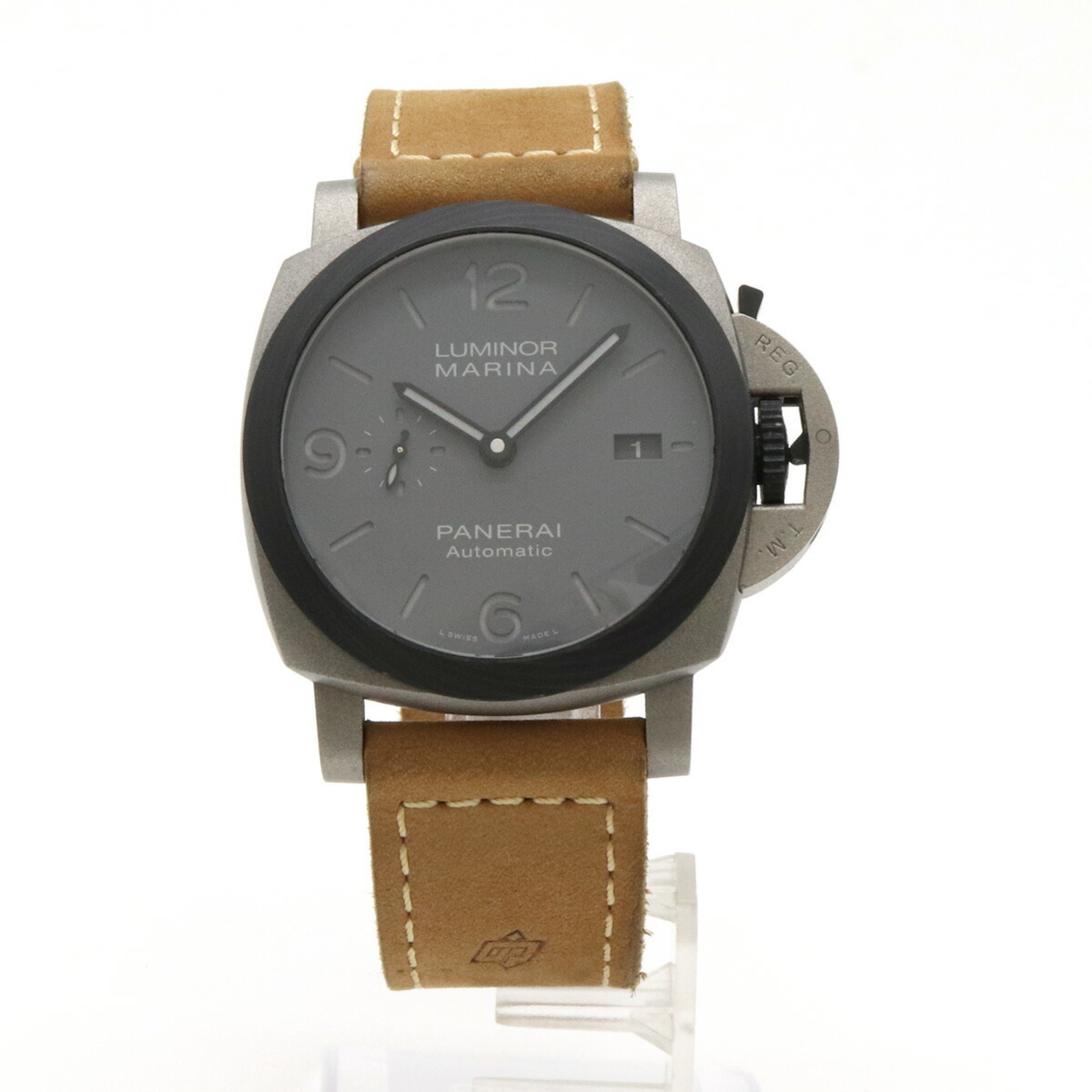 PANERAI Luminor Marina Tutto Grigio Titanium Carbotech Leather Strap Grey Dial Men's AT Automatic Watch PAM01662