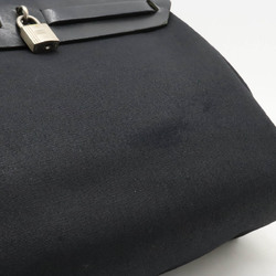 HERMES Hermes Airbag PM Handbag Shoulder Bag Toile Officier Leather Black □D Engraved