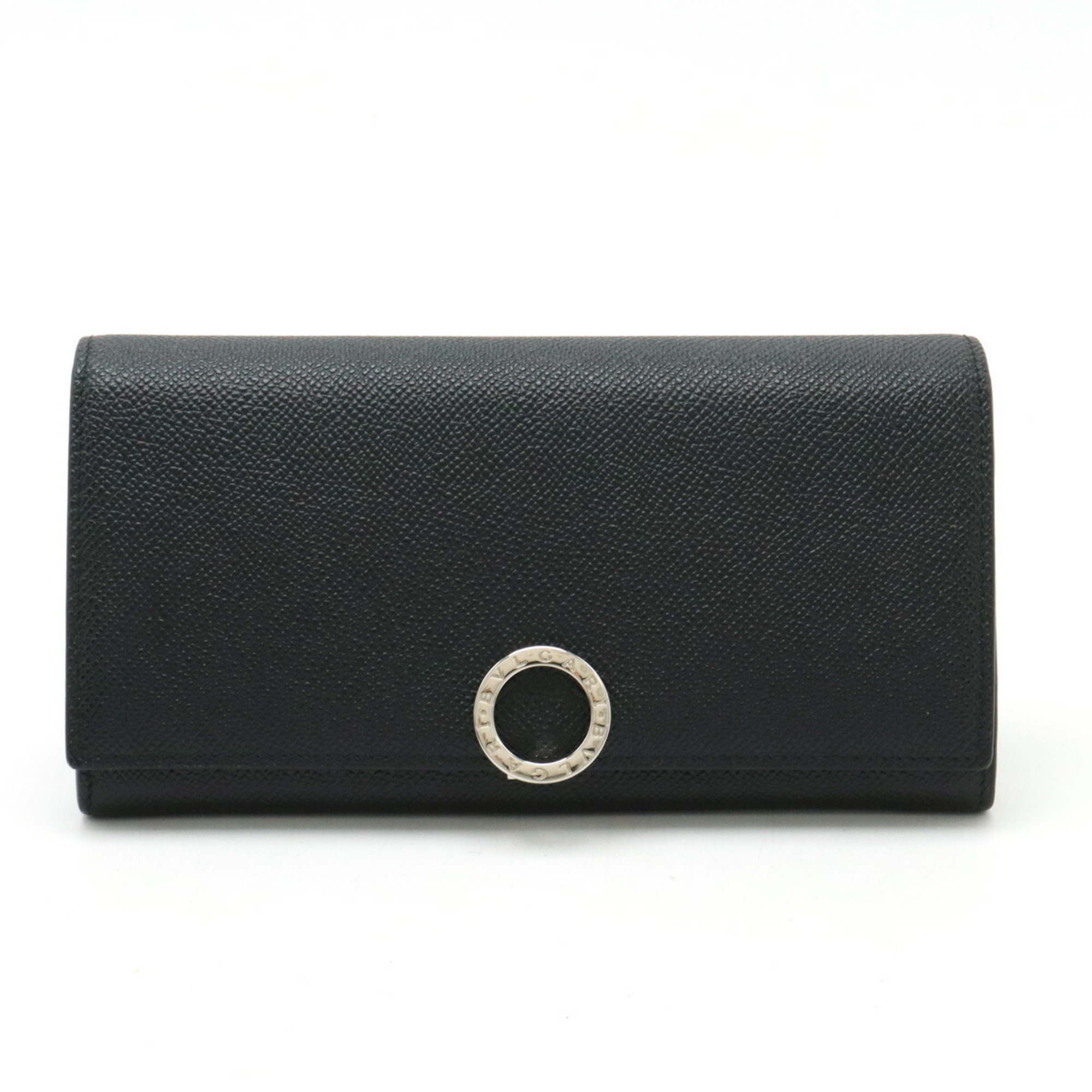 BVLGARI Clip Bi-fold Long Wallet Grain Leather Black 282056