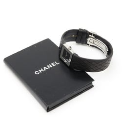 CHANEL Matelasse SS Patent Leather Strap Black Dial Women's Quartz Watch H0116